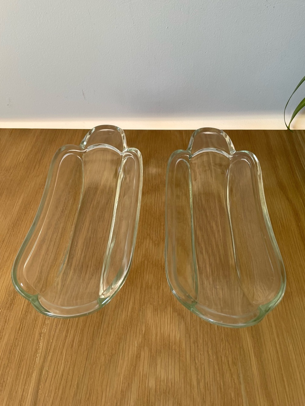 Vintage MCM Glass Boat-Shaped Hot Dog Banana Split Corn Serving Dishes Set of 2
